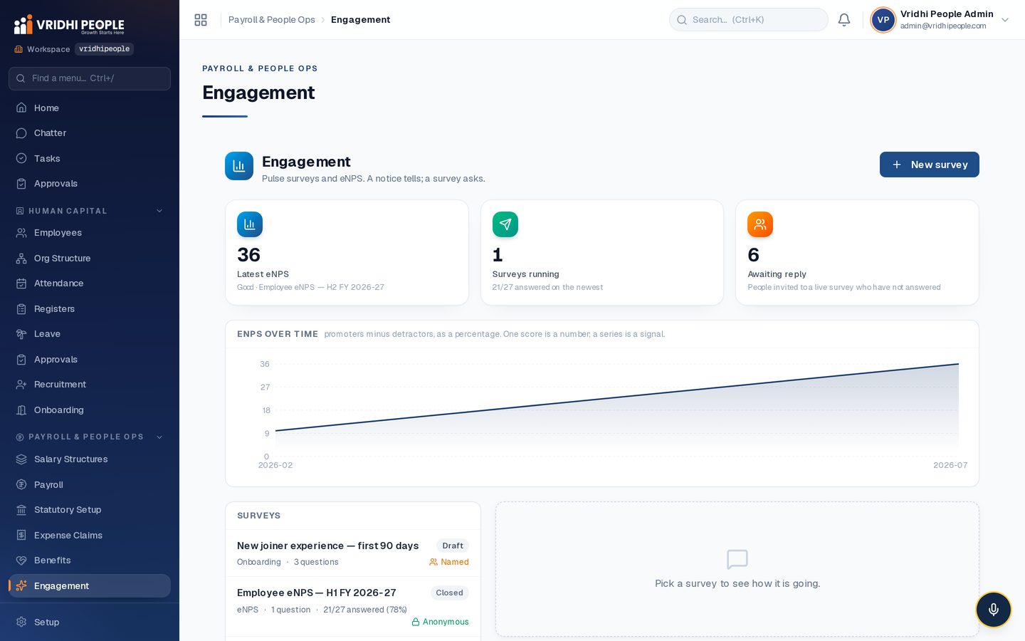 Engagement: pulse surveys, eNPS and the trend