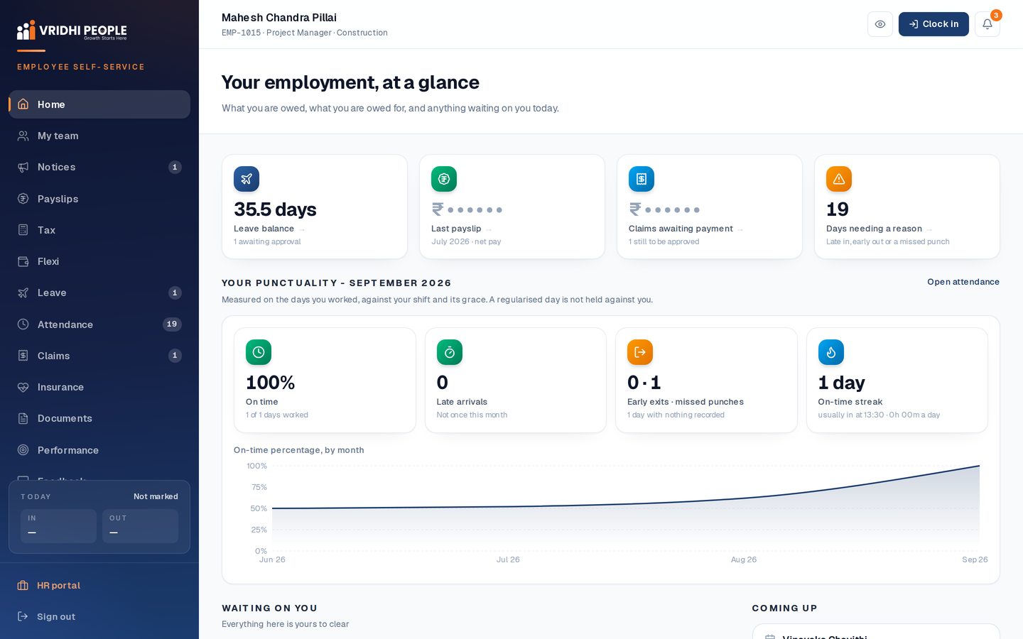 The employee portal, the same account as the app